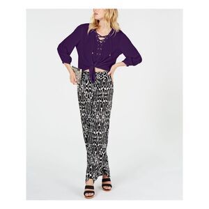 INC Womens Tie Front Long Sleeve V Neck Crop Top